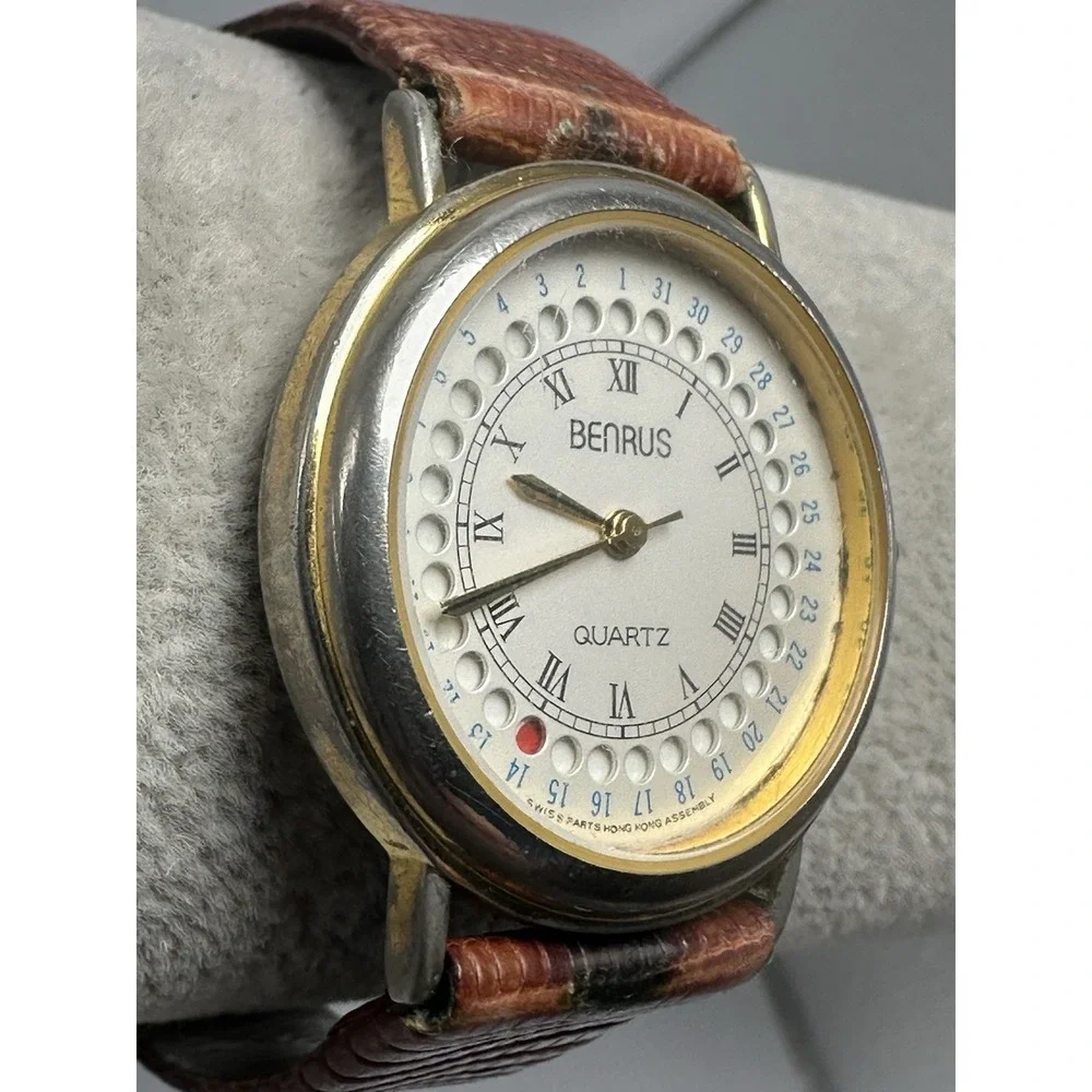 Benrus Mens Calendar Watch New Battery 31MM 6.75